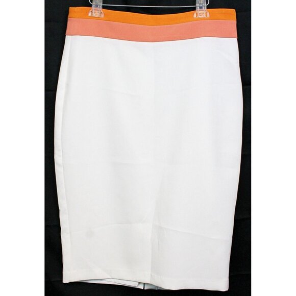 Eva Mendes Pencil Skirt sz 14 Knee Length White Sunrise Beach Party Spring Lined - Picture 1 of 7